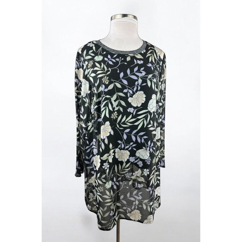 Calvin Klein Floral Wildflower Lined Tunic Blouse Mini Dress Womens Plus Size 1X - Picture 16 of 16